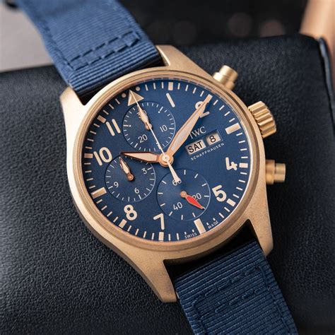 iwc pilot bronze blue|iwc pilot chronograph.